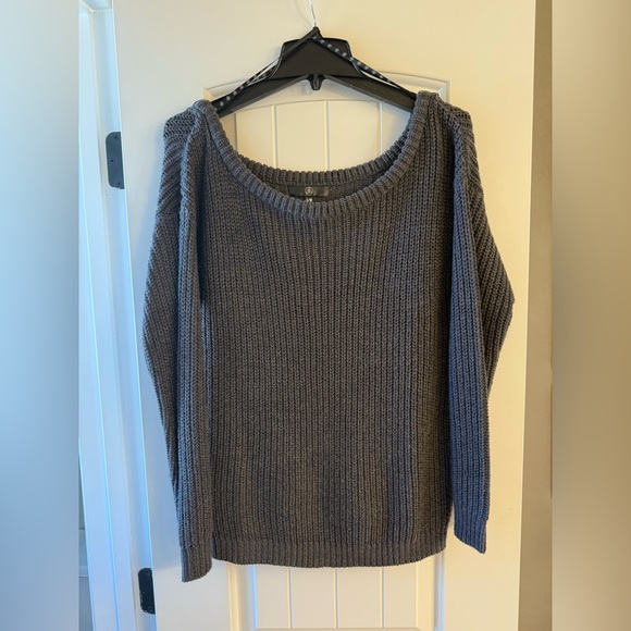 Grey Off-Shoulder Sweater - Picture 1 of 1